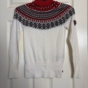 Tommy Hilfiger Sweater Women’s XS Ivory Red Blue Fair Isle Ski Christmas Country